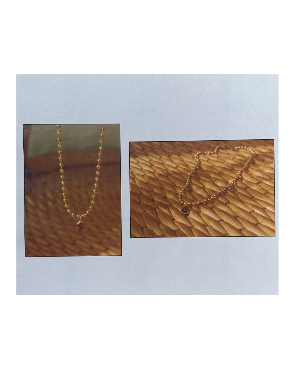 14K Gold Oval Bezel Set Garnet Necklace