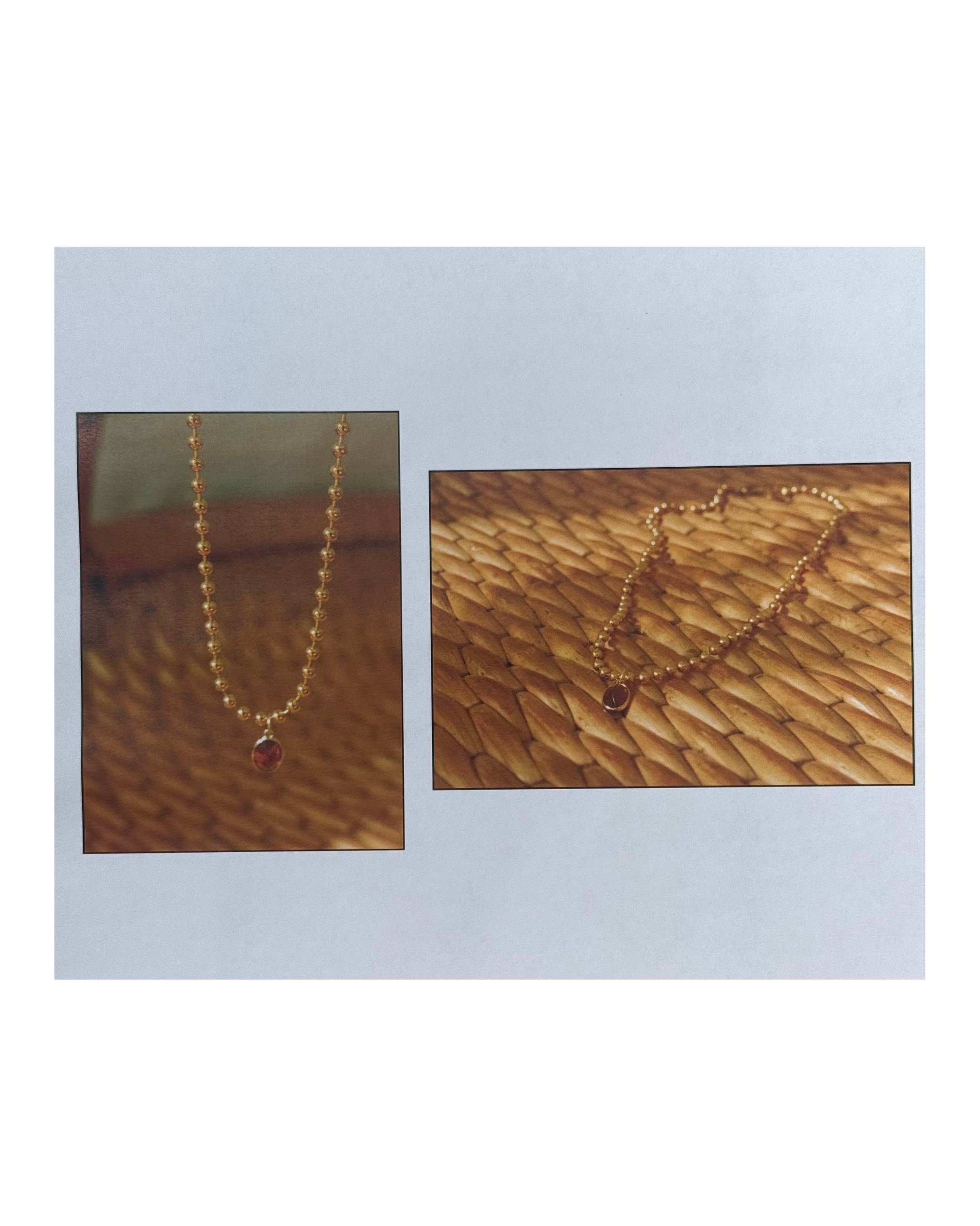 14K Gold Oval Bezel Set Garnet Necklace