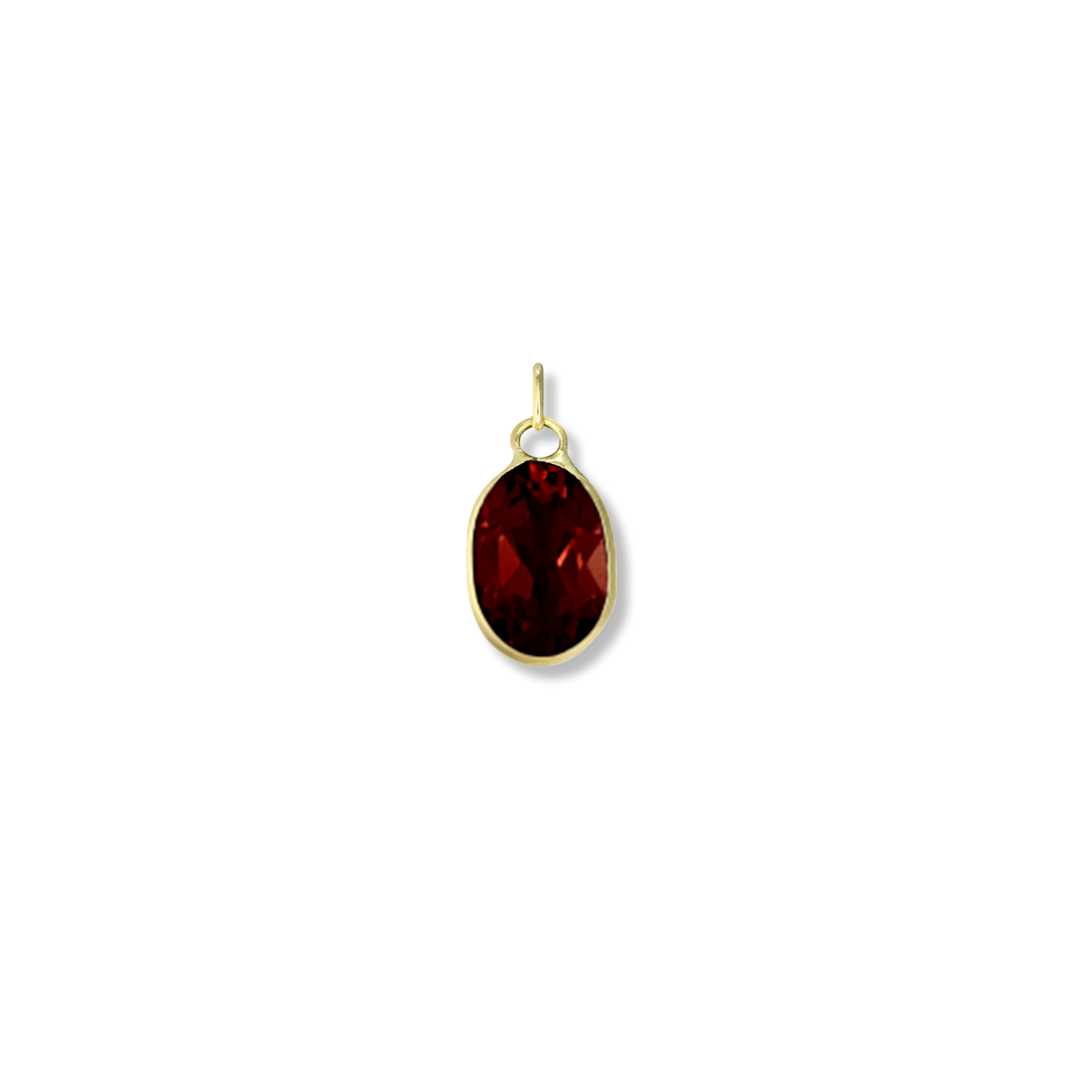 14K Gold Oval Bezel Set Garnet Necklace