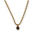 14K Gold Oval Bezel Set Garnet Necklace